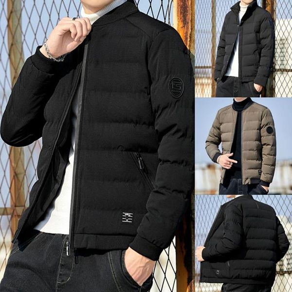 

men's cotton-padded coat winter new korean style trendy youth casual stand collar thiened warm short down cotton jacket coat, Black