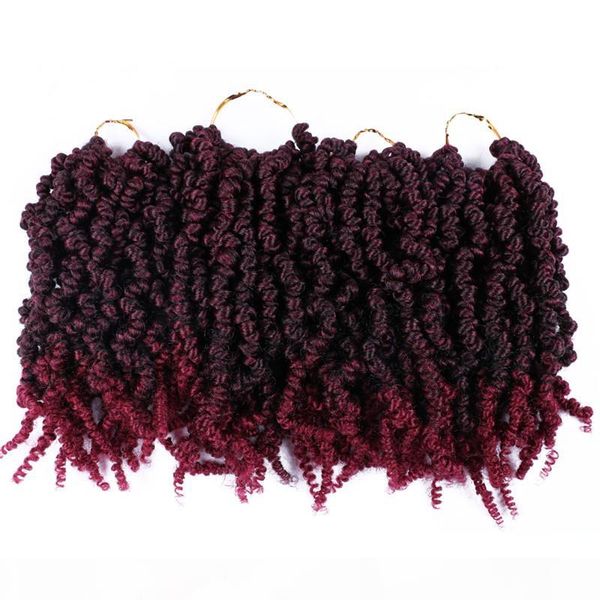 

yucan ombre bomb twist fluffy pre-looped hair passion twists synthetic extensions spring twist crotchet braiding hair spring twist hair, Black