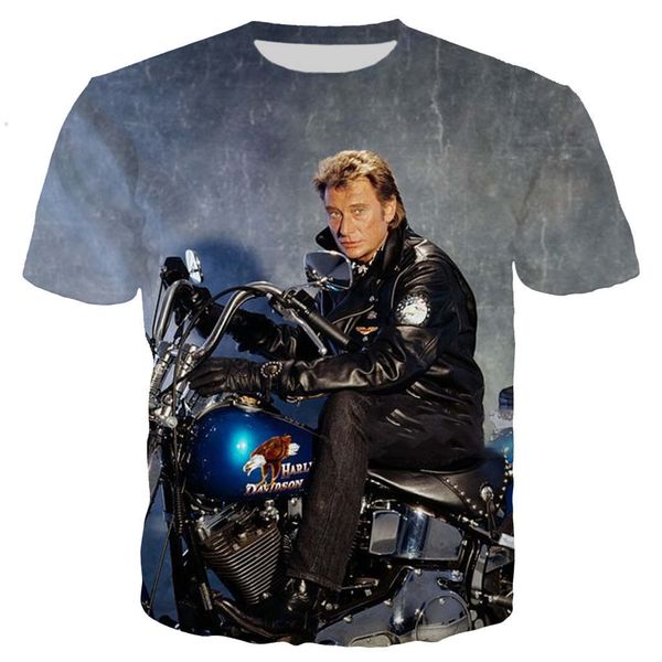 

giant star johnny hallyday new cool 3d print shirts graphic oversized anime men clothing