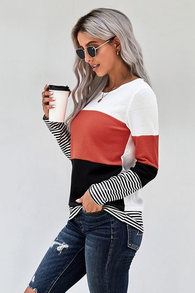 

7colour s-xxl 2021 fall and winter new hooded stitching long-sleeved women all-match t-shirt pullover 35623113413544, White