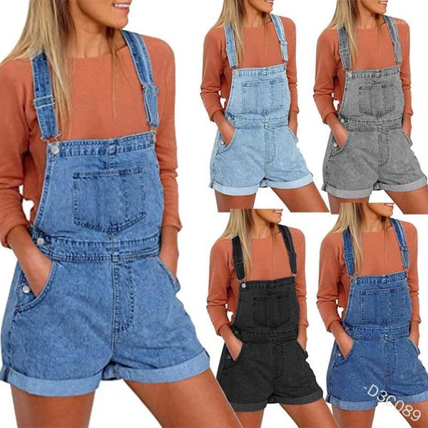 

women's jeans wepbel women denim overall shorts women's summer high waist loose strap overalls fashion 1, Blue