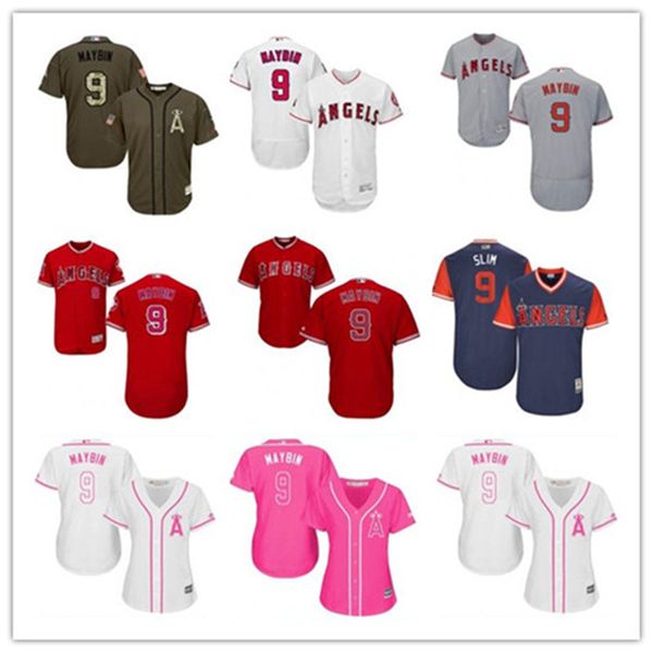 

ncaa custom 2021 angel style jerseys black red white blue orange green army green 9 cameron maybin baseball jersey ing