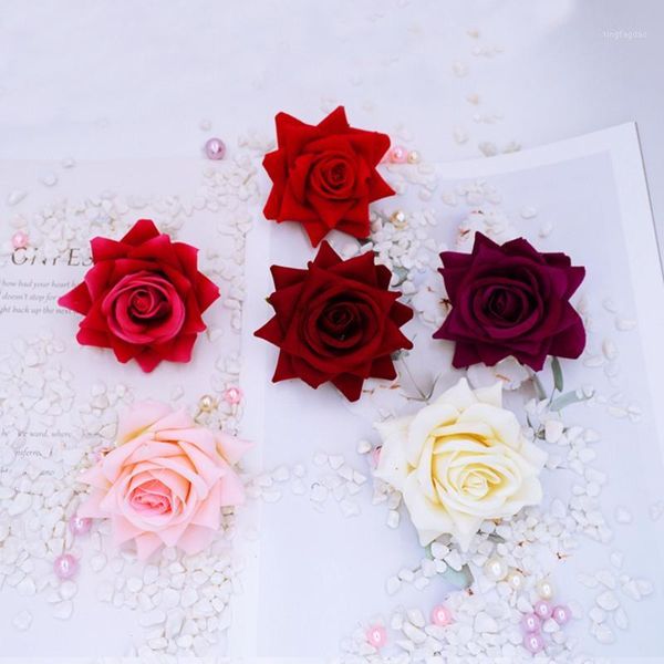 

decorative flowers & wreaths 5pcs teddy bear of silk roses artificial christmas decoration for home wedding bridal accessories clearance diy