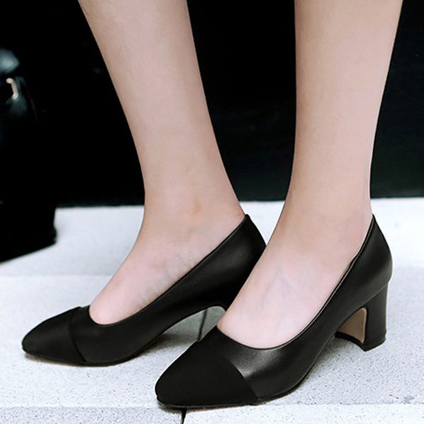 

women pumps high heels 6.5cm square shoes color matching fashion pointed ol offices simple shoes for ladiesmultifunction, Black