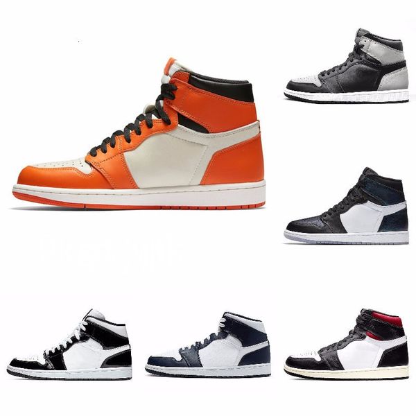 

mens basketball shoes 1s high new obsidian unc green travis scotts shoes bloodline nakeskin jumpman men women sports sneaker j#01-044, Black