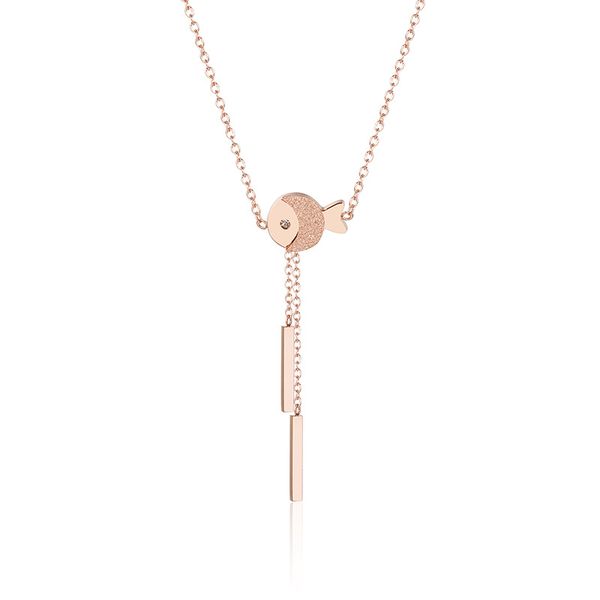 Collana con ciondolo nappa di pesce in acciaio inossidabile placcato oro rosa da donna di alta qualità per regalo