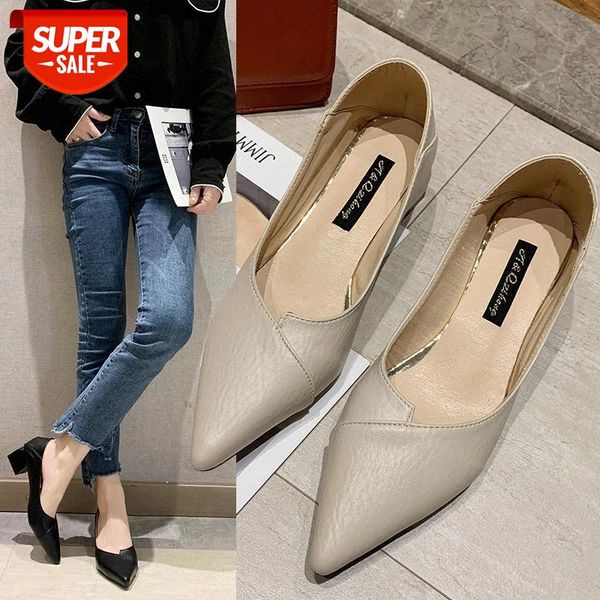 

brand shoes thick heel ladies pumps pu leather pointed toe square heels party handmade shoes women summer new zapatillas mujer #sa8x, Black