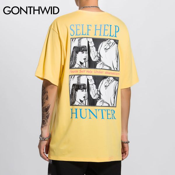 

harajuku cartoon print t shirts hip hop streetwear tees men fashion casual short sleeve tshirts 2020 summer male, White;black