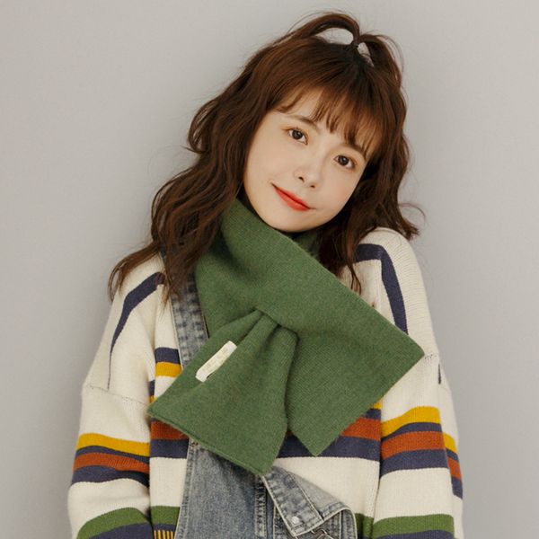 

vipwinter autumn thin and versatile neck, cross short knitted bib warm lazy scarf women solid color trend mvp, Blue;gray