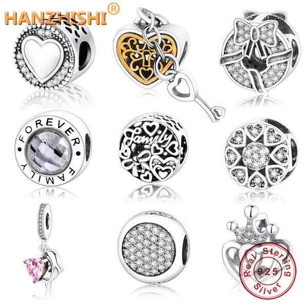 

new arrive authentic 925 sterling silver fit original fine charm bracelet heart in round factory price diy jewelry bead q1106