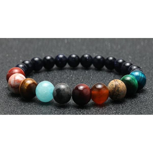 

7 chakra bracelet for women & men planet reiki natural stone beads yoga women's bracelets wristband fashion couple qylquh, Black