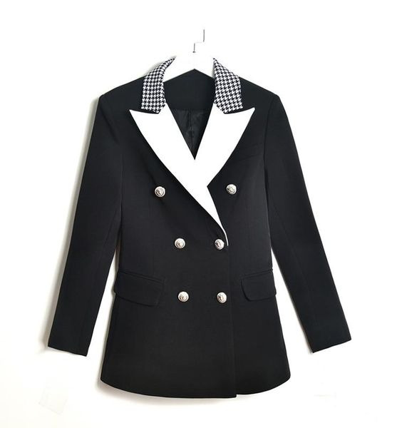 

women's suits & blazers runway designer women vintage elegant blazer long sleeve suit jacket coat double breasted femme 20, White;black