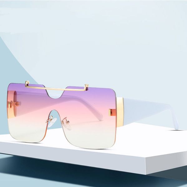 

new style square sunglasses women metal gradient rimless oversized glasses trending men and women lunettes de soleil