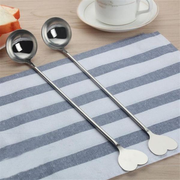 

spoons stainless steel mixing spoon small long handle ice cream dessert scoop coffee stirring creative teaspoon flatware