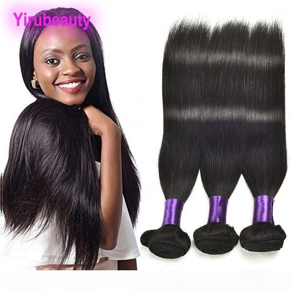 

индийский raw virgin человеческих волос remy 8-30inch yirubeauty straight 3 пучки волос соткать шелковистой прямой естественный цвет, Black