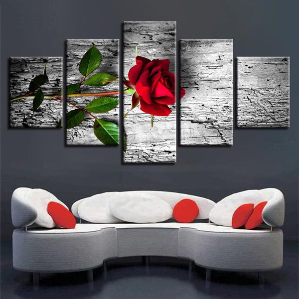 

paintings canvas wall art pictures home decor 5 pieces beautiful stone flowers modular hd prints roses lotus daisy poster framed