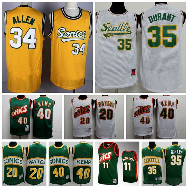 

vintage seattle supersonics jersey gary 20 payton shawn 40 kemp kevin 35 durant new mens detlef 11 schrempf basketball jerseys, Black;red