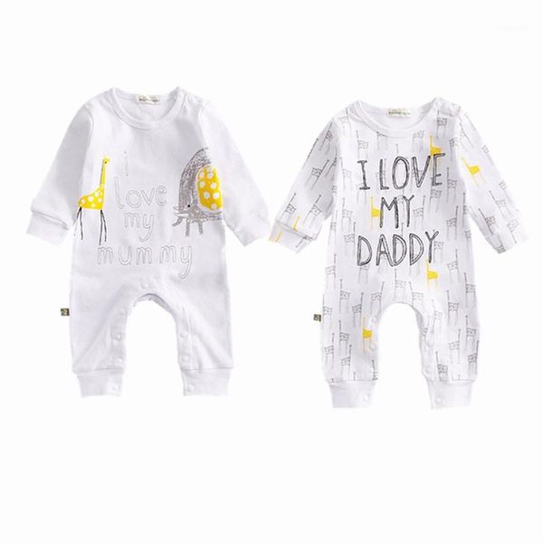 

jumpsuits baby boys girls autumn clothing cotton long sleeve kids rompers love daddy mummy giraffe roupas1, Blue