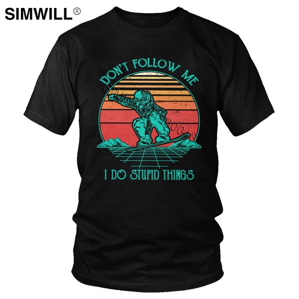 

men's eco don't follow me i do stupid things tshirt short sleeved snowboarding skiing print summer tee hooded sweatshirt hoodie me