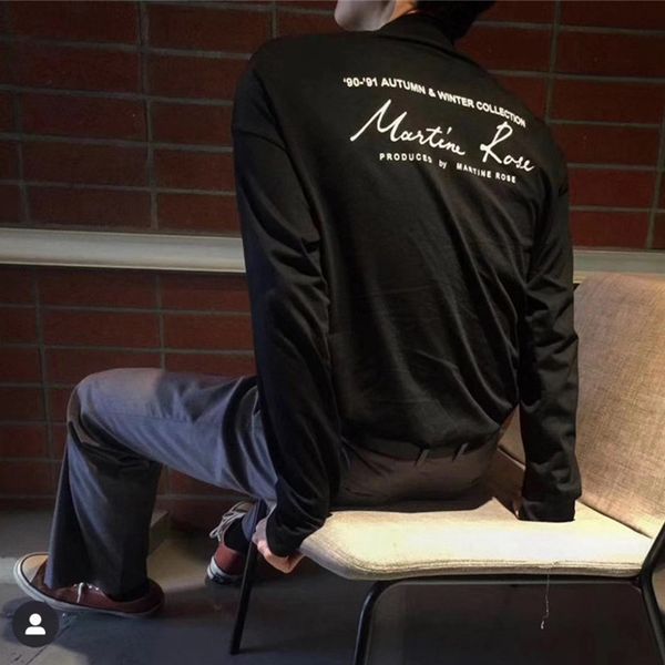 

2021 new turtleneck martine rose t-shirt men women black white long sleeve streetwear shirt tees 9is1, White;black