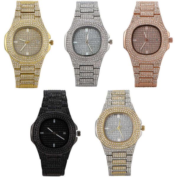 

watch men's 5-color quartz watch hip-hop box, Slivery;brown