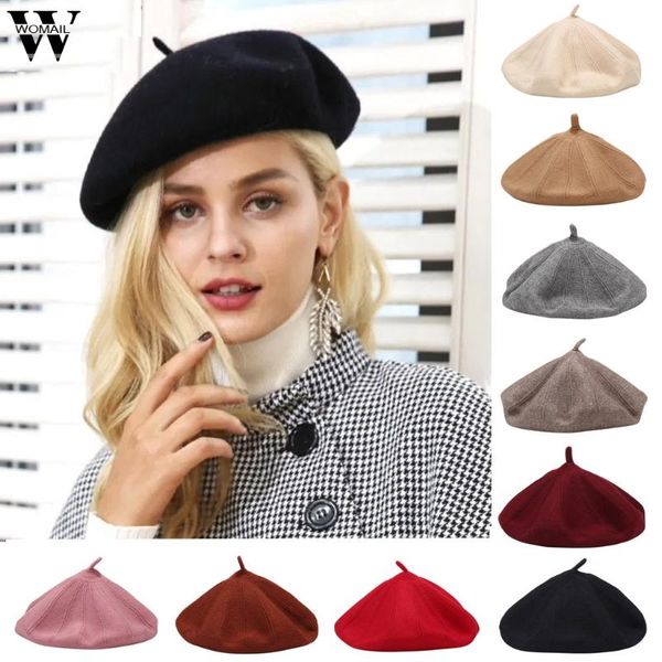 

100% чистая шерсть мода берет шляпа женщин почувствовало берет британский стиль девушки шляпа леди твердого цвета влюбленные зимние шляпы же, Blue;gray