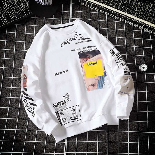 

sleeve long fashion loose crew brand neck sportswear for men, Gray