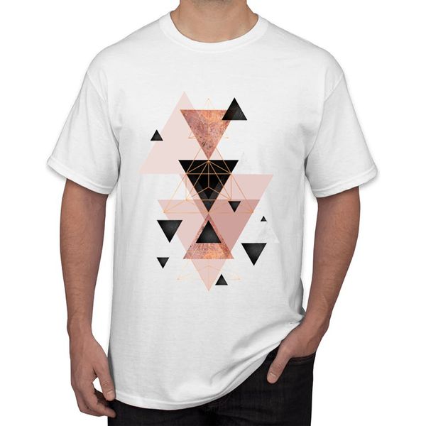 

teehub новый дизайн мужская мода розовое золото геометрическая треугольники печати футболка hipster топы с коротким рукавом тройник спорта с
