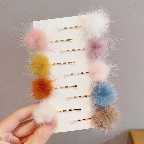

pom faux fur ball barrette hair pin for women girl bangs headwear hair clip pompom bobby pins hairpin hair accessories ornaments h sqcpek