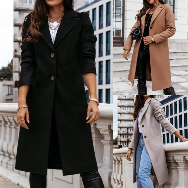 

winter coat women new arrival fashion cashmere wool coat outerwear female long thickening warm woolen overcoat women trench1, Black