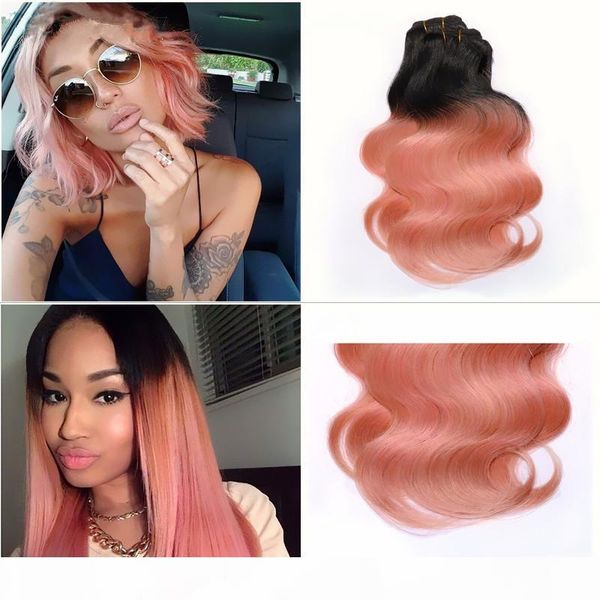 

new arrive 1b rose gold hair 8a ombre peruvian virgin hair body wave ombre hair extensions 3 bundles pervian body weave, Black;brown