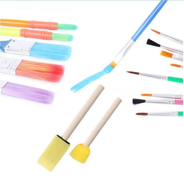 

1set sponge brush plastic handle paint brushes paintbrush roller children kids diy graffiti painting drawi jllfbw