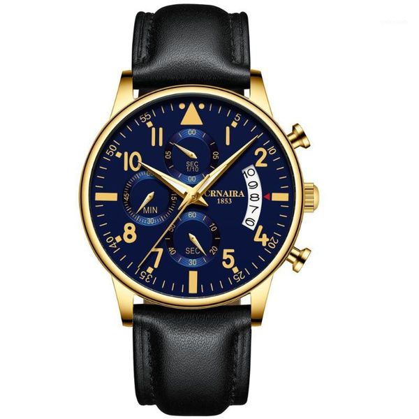 

wristwatches fashion men's quartz wristwatch leather strap waterproof watches small dial work swiss chronograph watch1, Slivery;brown