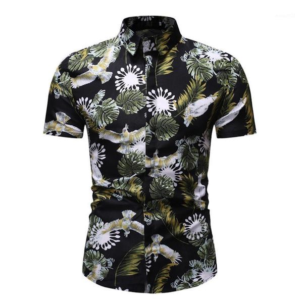 

men's casual shirts men shirt summer beach hawaiian printed short sleeve mens slim fit 2021 streetwear harajuku chemise1, White;black