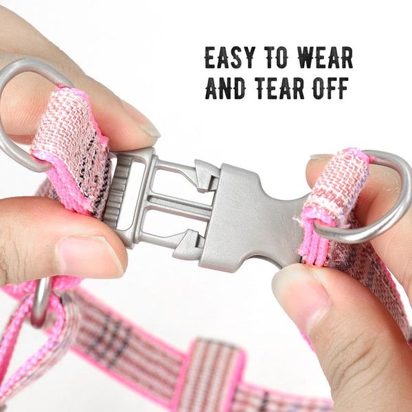 

cute dog harness adjustable nylon pet puppy chihuahua harness vest dog leash set pink for small medium dogs cats pet bbynab