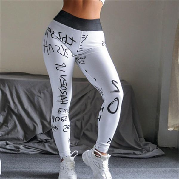 

women casual letter leggings sport female digital elastic waist trend yoga fitness pants jogger trousers fashion designer slim pants pa pltm, Black