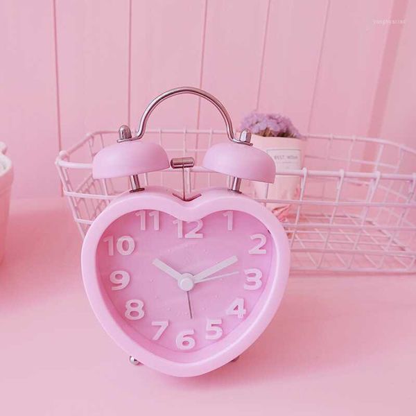 

other clocks & accessories alarm clock quartz lazy person timer double bell heart-shaped portable silent livingroom children1