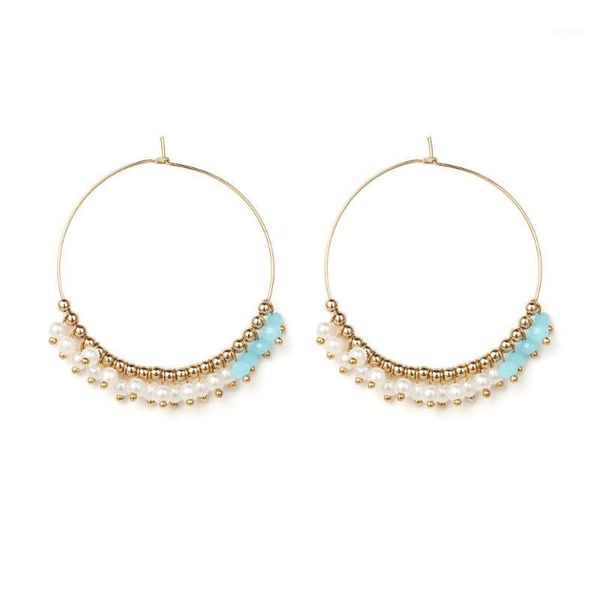 

hoop & huggie fringed jewelry exquisite handmade pearl crystal pendant joker personality earrings1, Golden;silver