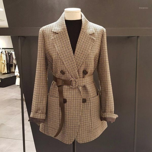 

2021 new spring and autumn women woolen suit plaid jacket1, White;black