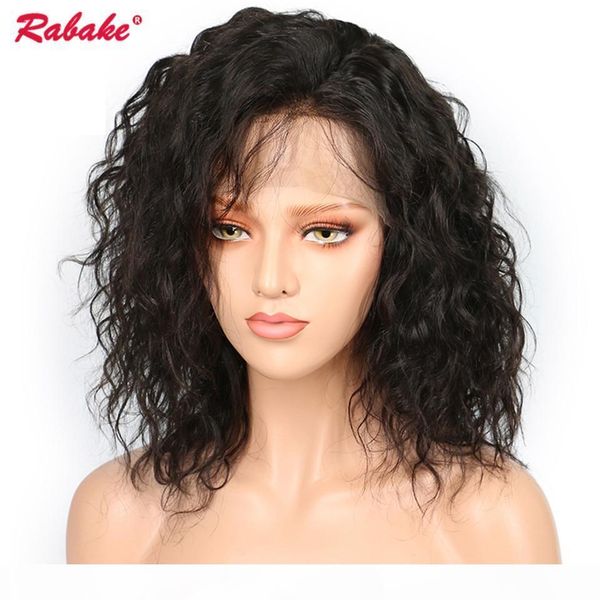 

brazilian virgin remy natural wave lace front wigs rabake 4x4 silk short bob human pixie lace front hair wigs natural hairline wholesale, Black;brown