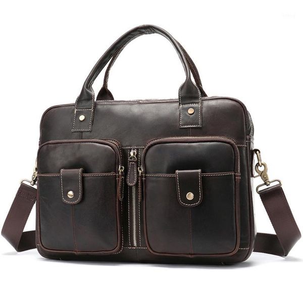 

men's handbag genuine leather retro messenger bag casual male crossbody 15.6 inch lapshoulder bag travel business briefcase1