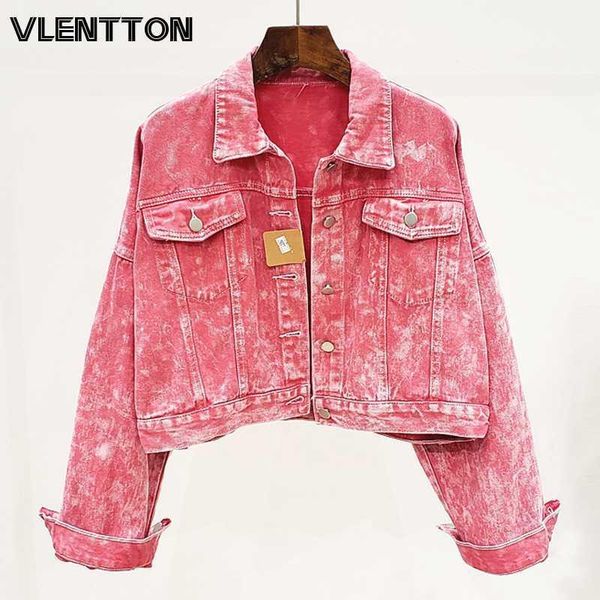

2020 spring autumn vintage pink yellow jeans jacket women solid casual loose short bf denim coat female cowboy outerwear 1, Black;brown