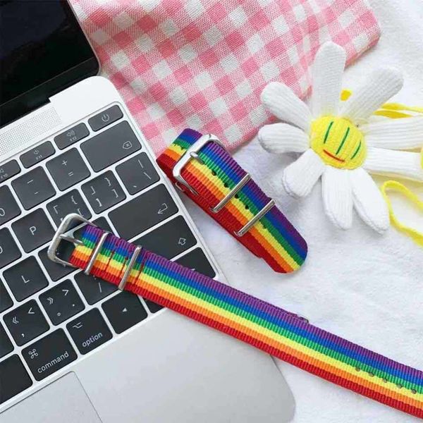 

new tiktok, bracelet, lovely rainbow band, tide nylon, colorful watch strap, hand