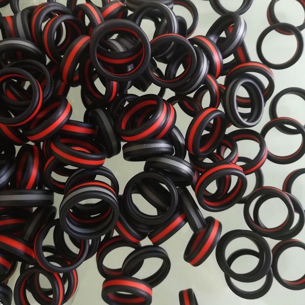 

three rings two design flexible luxury ring women's silicone layers tone tire rubber luckyhat nmovn, Silver