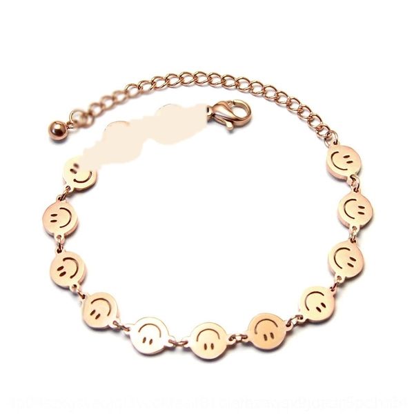 

6rnyp 18k rose gold plated steel fashion energy smiling face female girlfriends positive bracelet bracelet titanium smile e027 r370r, Golden;silver