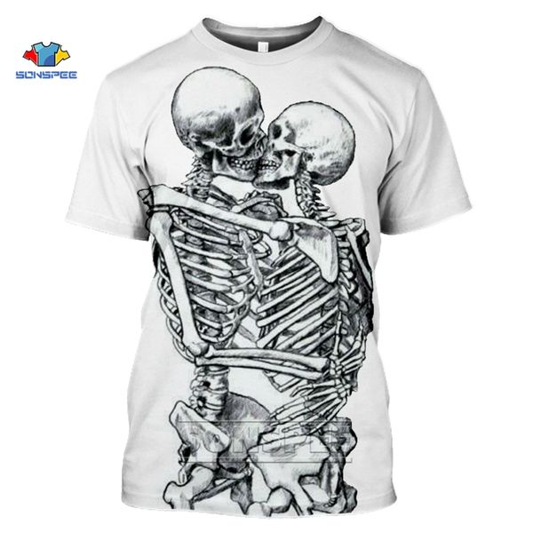 

punk style men summer skull couple skeleton skull homme camisetas hombre 3d print shirts hentai anime kawaii men clothing