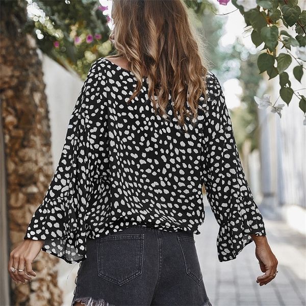 

factorykguuneck shirts v women butterfly sleeve summer blouse dot printed spring boho, White