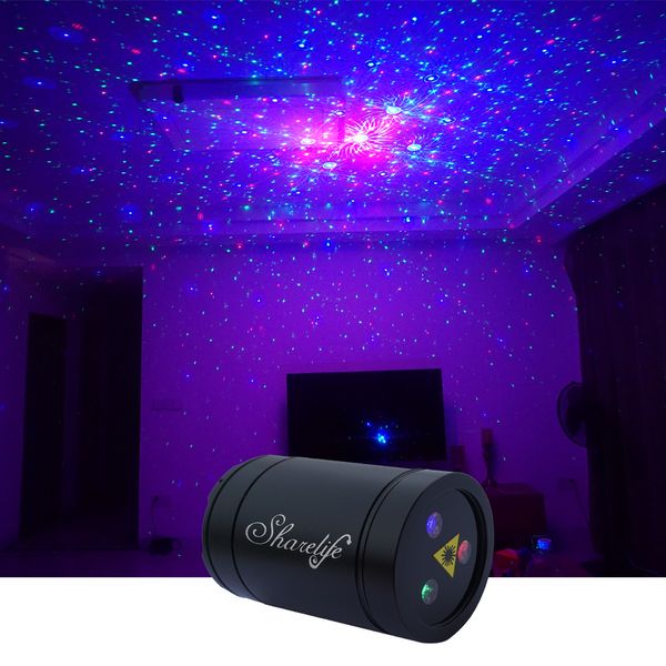 Mini portatile RGB Gobo Laser USB Light Built-in 1200MA Batteria Attrazione magnetica per la casa Party DJ Stage Lighting DP4-RGB