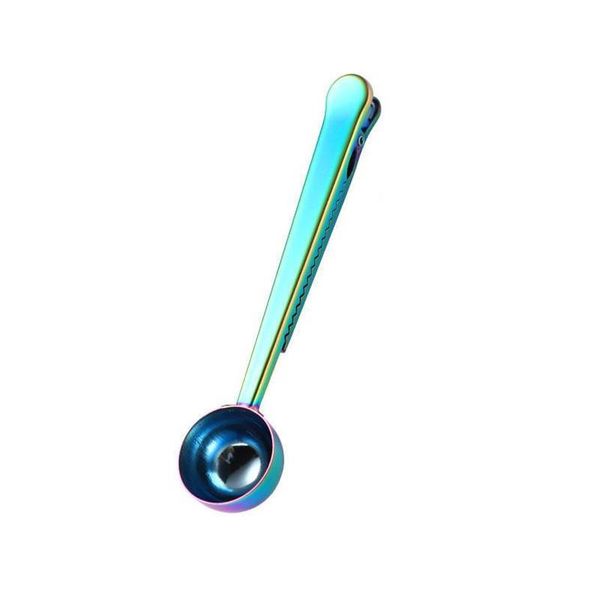 

5 colors coffee scoops measure spoons stainless steel 430 bake spoons with clip kitche jllylx dhsybaby