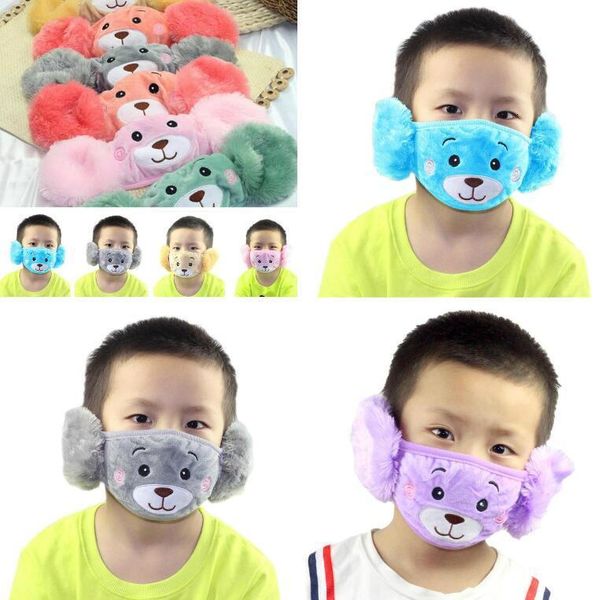 

face warm qq2hprotective winter cotton mouth kids child masks folded breathable anti dust street 2 in 1 ear mask